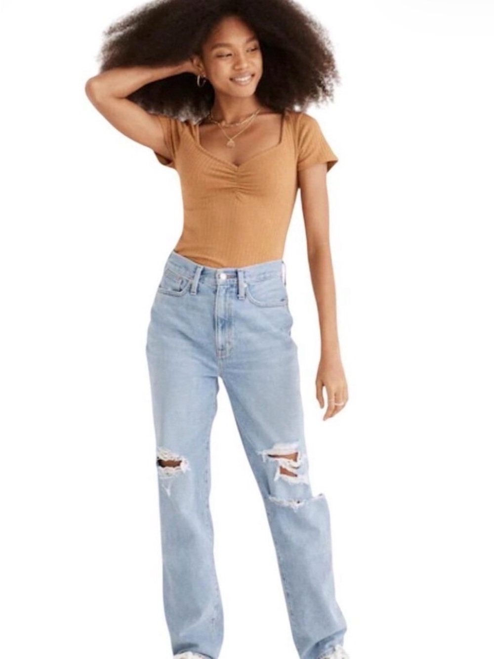 Madewell Baggy Straight Jeans in Earlhurst Wash: Ripped Edition- 28T